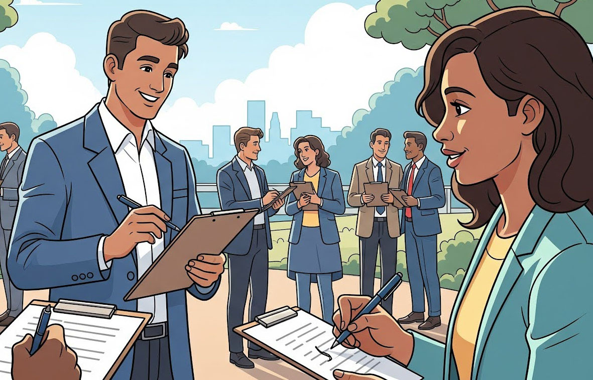 Image of a field technician using a tablet to collect a verified signature.