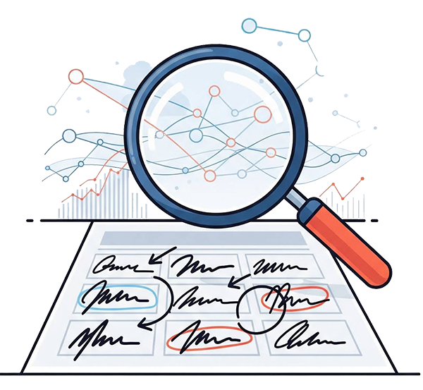 Image of a digital dashboard showing data verification and audit analytics.