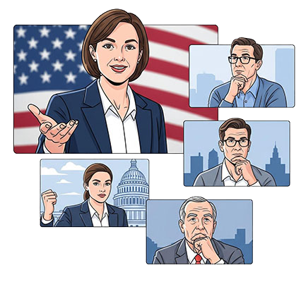 Strategist analyzing data on a large screen.